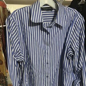 Jones New York Blue Pinstripe Button Down
